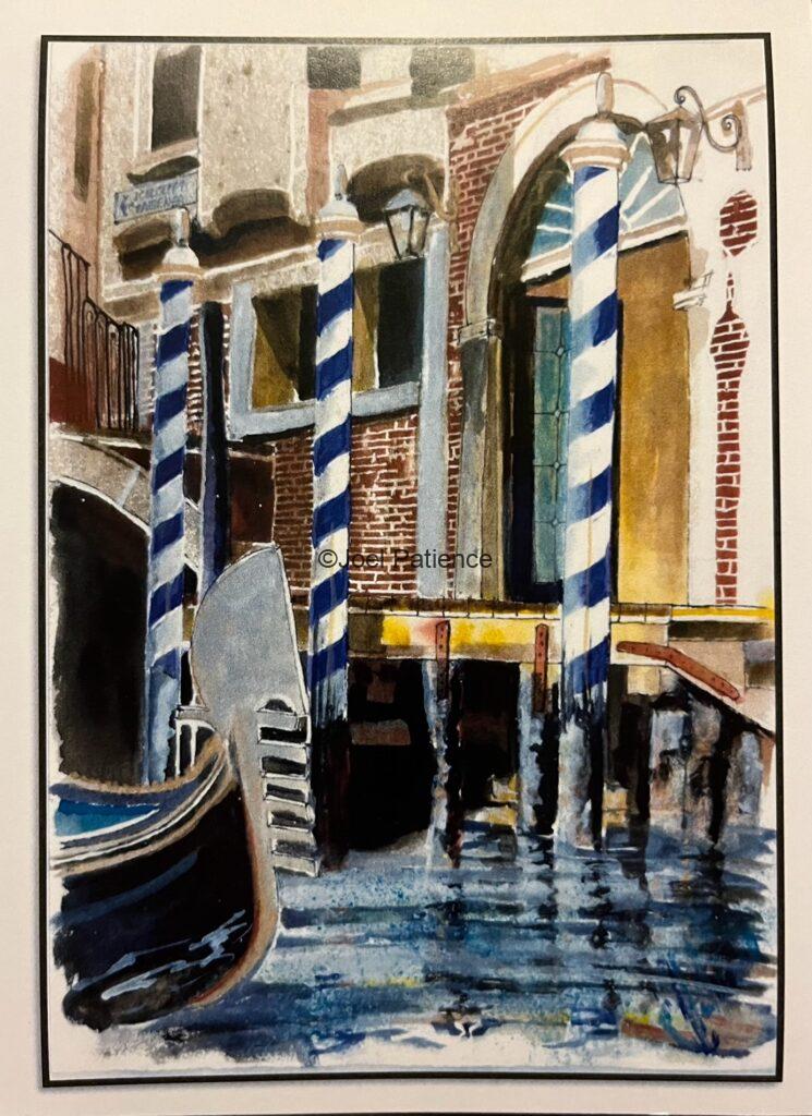 Venice police station from the Locanda Casa Vivaldi Watercolor painting of the Venice police station from the Locanda Casa Vivaldi