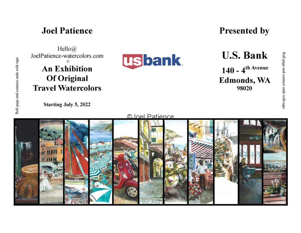 US Bank flyer promoting an exhibit of art by Joel Patience